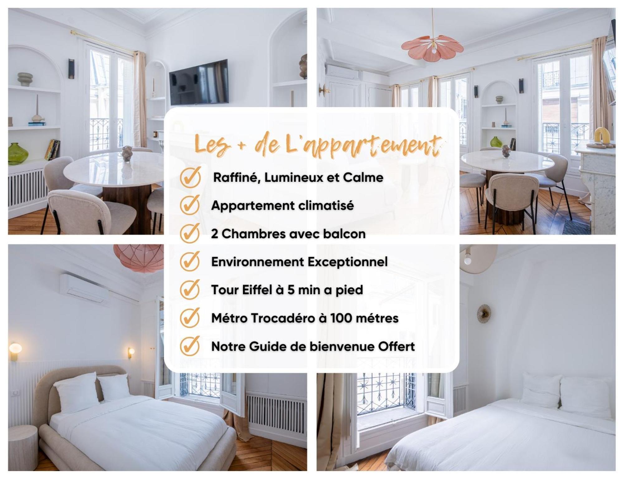 Appartement Le Trocadero - 5 Minutes A Pied De La Tour Eiffel - Place Trocadero - 5 Personnes - Cadre Exceptionnel - Entierement Climatise Parijs